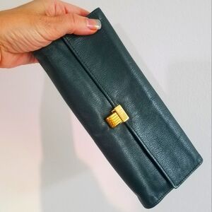 RARE Lancel Vintage Leather Velvet Jewelry Travel Clutch Wallet Bag